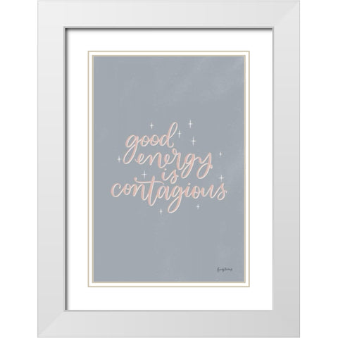 Mod Glam Good Energy I Pink Gray White Modern Wood Framed Art Print with Double Matting by Thorns, Becky