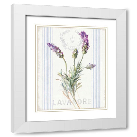 Floursack Lavender II White Modern Wood Framed Art Print with Double Matting by Nai, Danhui