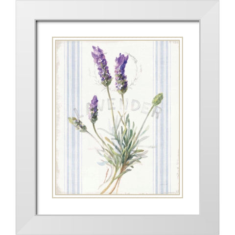 Floursack Lavender III White Modern Wood Framed Art Print with Double Matting by Nai, Danhui