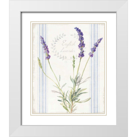 Floursack Lavender IV White Modern Wood Framed Art Print with Double Matting by Nai, Danhui