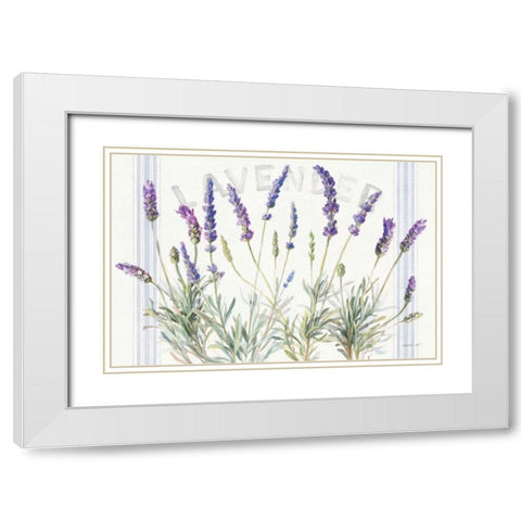 Floursack Lavender V White Modern Wood Framed Art Print with Double Matting by Nai, Danhui