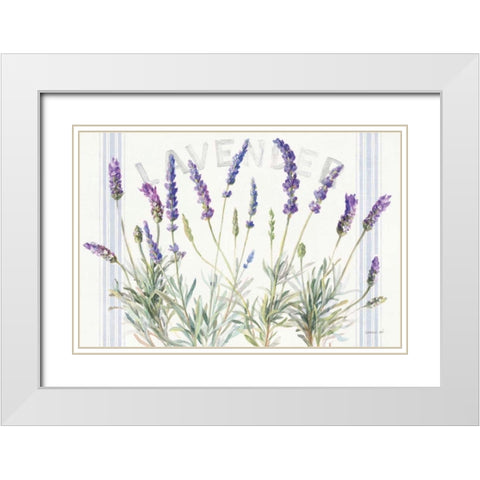 Floursack Lavender V White Modern Wood Framed Art Print with Double Matting by Nai, Danhui