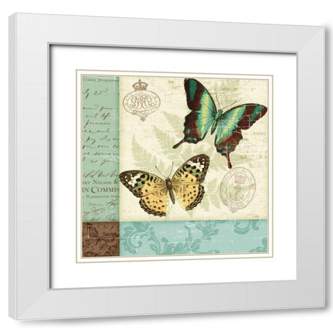 Butterfly Patchwork I White Modern Wood Framed Art Print with Double Matting by Pela Studio