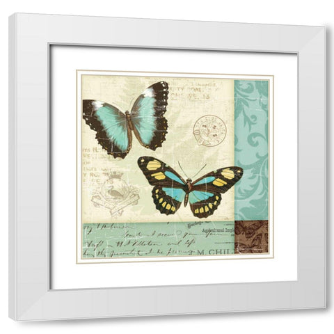 Butterfly Patchwork II White Modern Wood Framed Art Print with Double Matting by Pela Studio