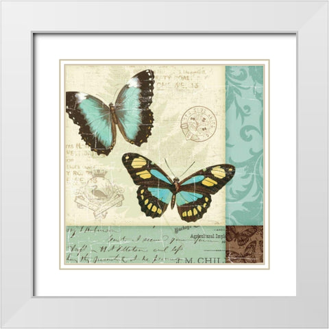 Butterfly Patchwork II White Modern Wood Framed Art Print with Double Matting by Pela Studio