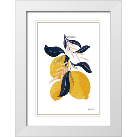 Lemons I No Words White Modern Wood Framed Art Print with Double Matting by Thorns, Becky