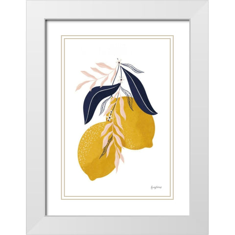 Lemons II No Wedge White Modern Wood Framed Art Print with Double Matting by Thorns, Becky