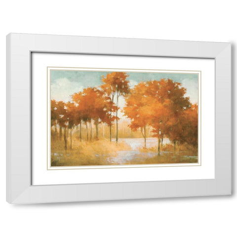 Autumn Lake Orange White Modern Wood Framed Art Print with Double Matting by Purinton, Julia