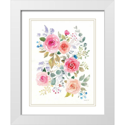 Lush Roses II White Modern Wood Framed Art Print with Double Matting by Nai, Danhui