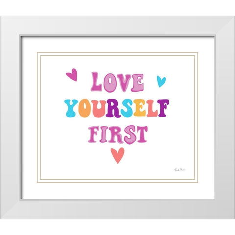 Love Yourself First White Modern Wood Framed Art Print with Double Matting by Zaman, Farida