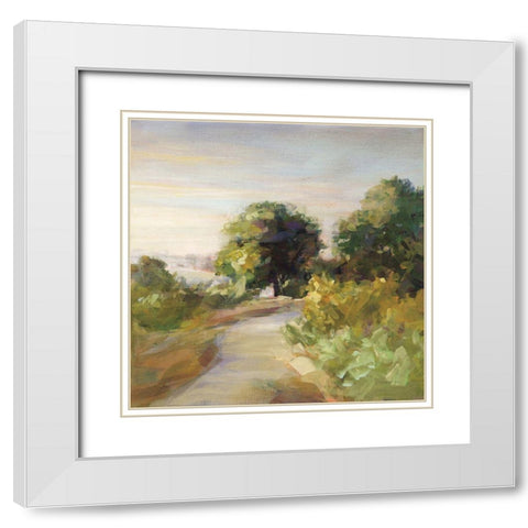 Bright Eucalyptus Trail White Modern Wood Framed Art Print with Double Matting by Nai, Danhui