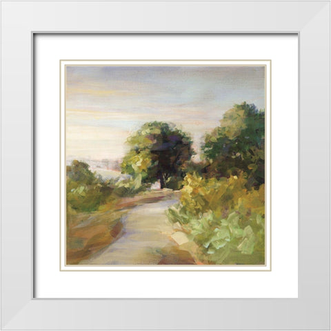 Bright Eucalyptus Trail White Modern Wood Framed Art Print with Double Matting by Nai, Danhui