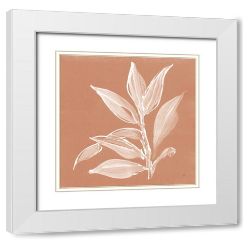 Leaf Study I Pheasant White Modern Wood Framed Art Print with Double Matting by Paschke, Chris