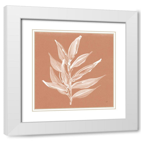 Leaf Study IV Pheasant White Modern Wood Framed Art Print with Double Matting by Paschke, Chris