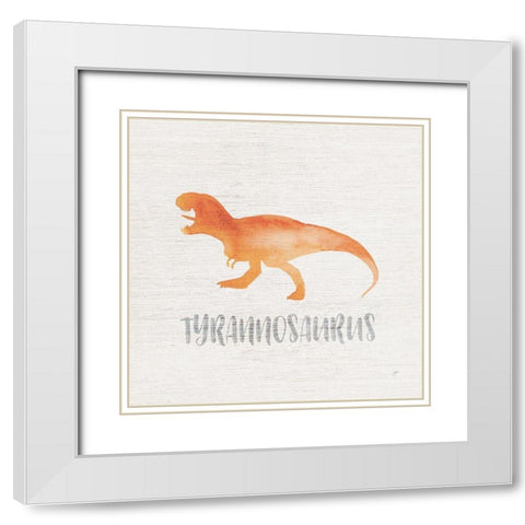 Tyrannosaurus Sq White Modern Wood Framed Art Print with Double Matting by Panganiban, Karyn