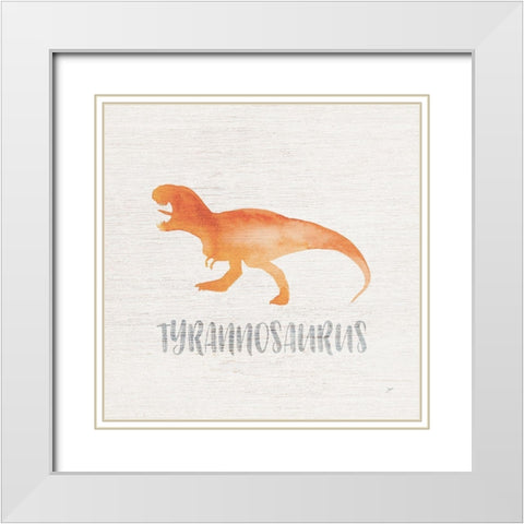 Tyrannosaurus Sq White Modern Wood Framed Art Print with Double Matting by Panganiban, Karyn