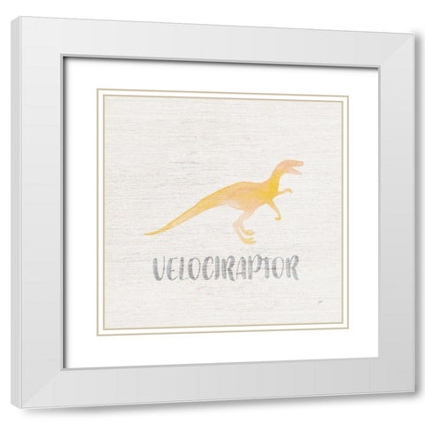 Velociraptor Sq White Modern Wood Framed Art Print with Double Matting by Panganiban, Karyn