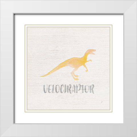 Velociraptor Sq White Modern Wood Framed Art Print with Double Matting by Panganiban, Karyn