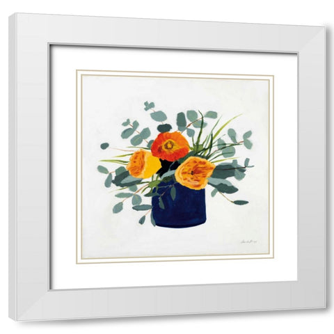 Simplicity Bouquet I White Modern Wood Framed Art Print with Double Matting by Munger, Pamela