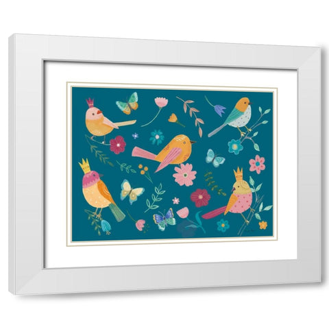 Royal Birds I Blue White Modern Wood Framed Art Print with Double Matting by Zaman, Farida