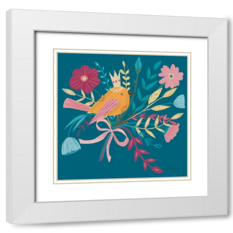 Royal Birds II Blue White Modern Wood Framed Art Print with Double Matting by Zaman, Farida