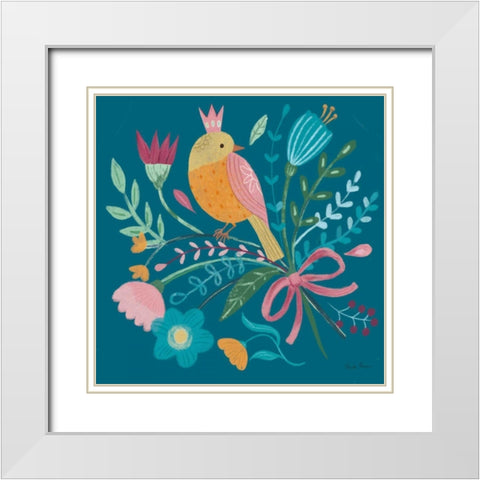 Royal Birds IV Blue White Modern Wood Framed Art Print with Double Matting by Zaman, Farida