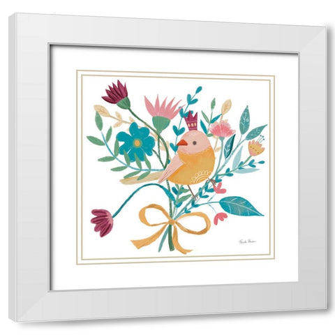 Royal Birds III White White Modern Wood Framed Art Print with Double Matting by Zaman, Farida