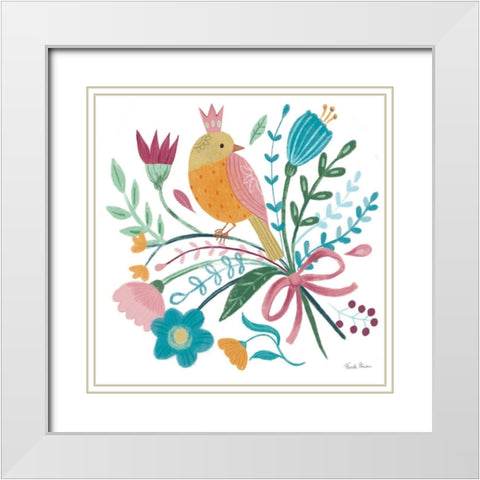 Royal Birds IV White White Modern Wood Framed Art Print with Double Matting by Zaman, Farida