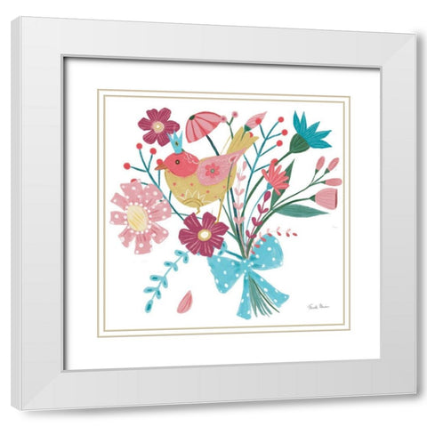 Royal Birds V White White Modern Wood Framed Art Print with Double Matting by Zaman, Farida