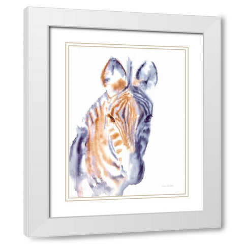 Zebra Neutral White Modern Wood Framed Art Print with Double Matting by Valle, Aimee Del