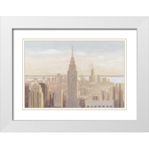 Manhattan Dawn Gold and Neutral White Modern Wood Framed Art Print with Double Matting by Wiens, James
