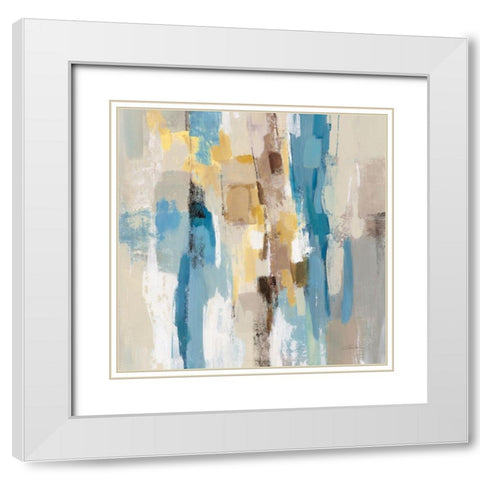 Steps on Sand I Navy Sq White Modern Wood Framed Art Print with Double Matting by Vassileva, Silvia