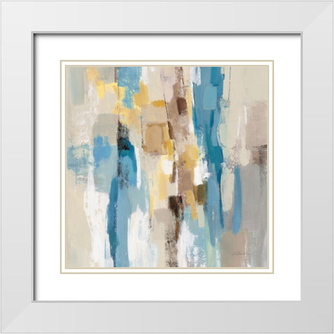Steps on Sand I Navy Sq White Modern Wood Framed Art Print with Double Matting by Vassileva, Silvia