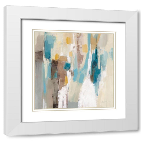 Steps on Sand II Navy Sq White Modern Wood Framed Art Print with Double Matting by Vassileva, Silvia