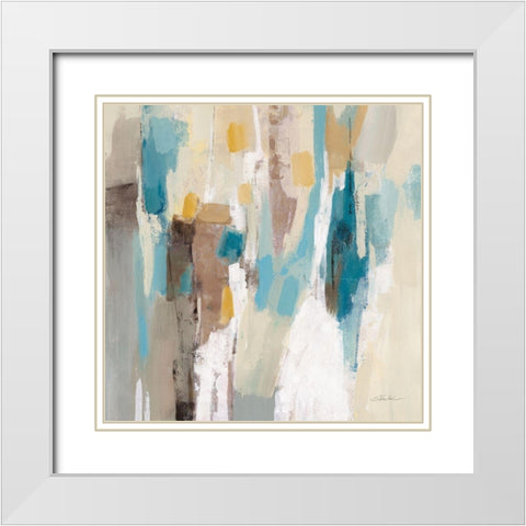 Steps on Sand II Navy Sq White Modern Wood Framed Art Print with Double Matting by Vassileva, Silvia