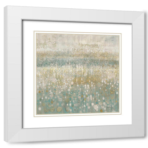 Rain Abstract II Neutral White Modern Wood Framed Art Print with Double Matting by Nai, Danhui