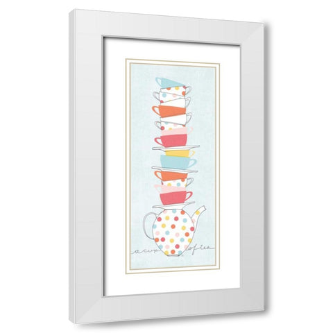 Stack of Cups I Pastel White Modern Wood Framed Art Print with Double Matting by Tillmon, Avery