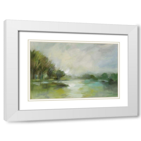 Lakeside Fog White Modern Wood Framed Art Print with Double Matting by Vassileva, Silvia