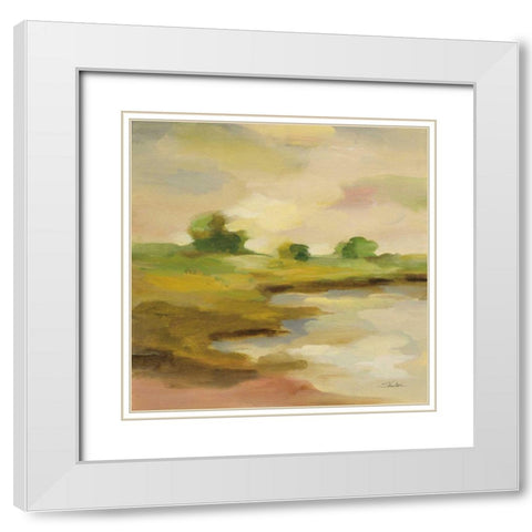 Chartreuse Fields II White Modern Wood Framed Art Print with Double Matting by Vassileva, Silvia