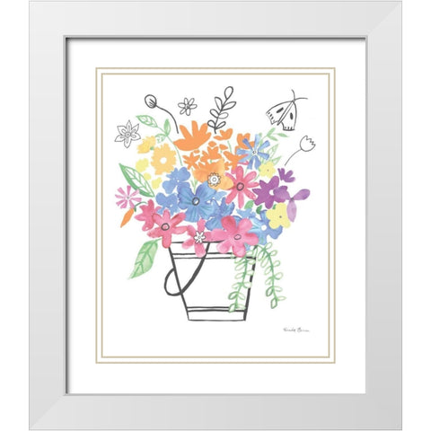 Floral Magic I Pastel White Modern Wood Framed Art Print with Double Matting by Zaman, Farida