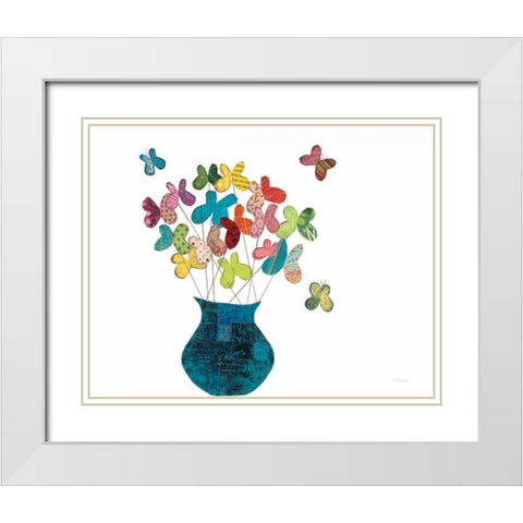 Butterfly Bouquet on White White Modern Wood Framed Art Print with Double Matting by Prahl, Courtney