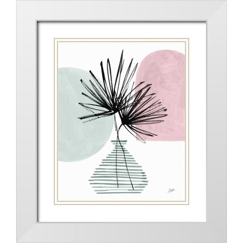 Fan Leaves Still Life White Modern Wood Framed Art Print with Double Matting by Panganiban, Karyn