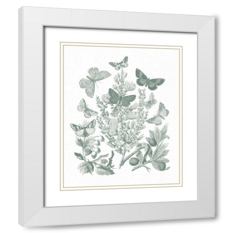 Butterfly Bouquet II Sage White Modern Wood Framed Art Print with Double Matting by Wild Apple Portfolio