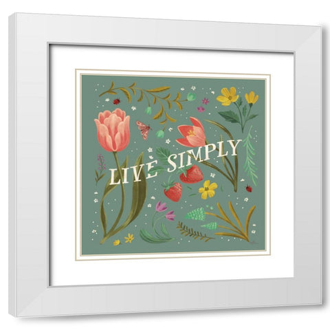 Spring Botanicals VI Sage White Modern Wood Framed Art Print with Double Matting by Penner, Janelle