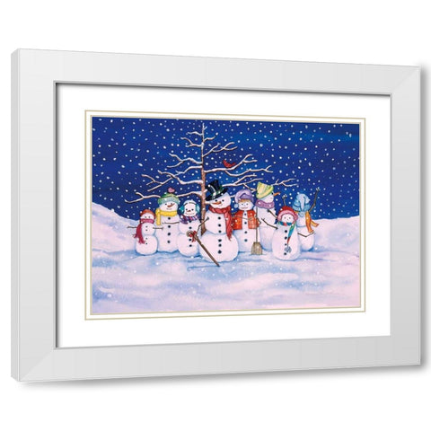 Snow Family White Modern Wood Framed Art Print with Double Matting by McKenna, Kathleen Parr
