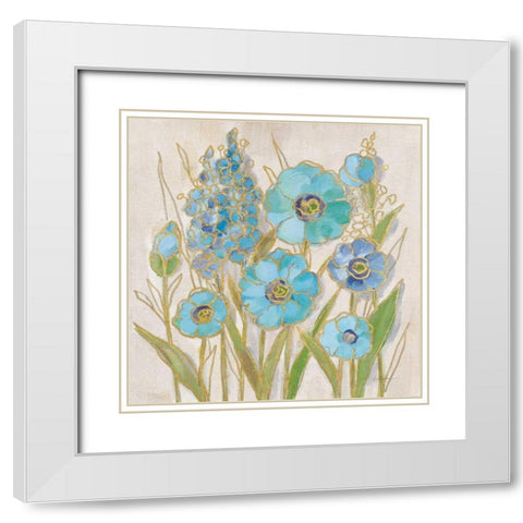 Opalescent Floral I Blue White Modern Wood Framed Art Print with Double Matting by Vassileva, Silvia