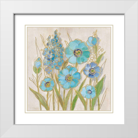 Opalescent Floral I Blue White Modern Wood Framed Art Print with Double Matting by Vassileva, Silvia