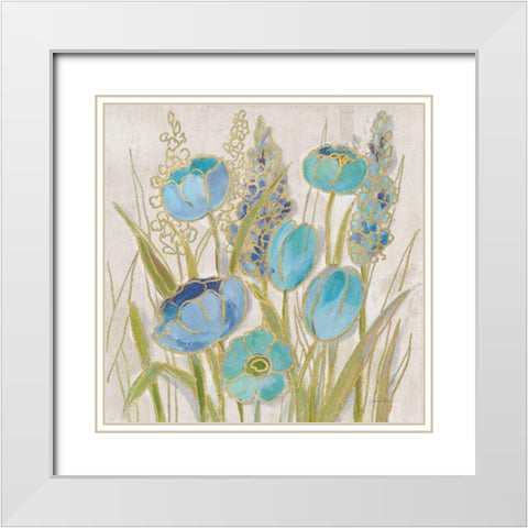 Opalescent Floral II Blue White Modern Wood Framed Art Print with Double Matting by Vassileva, Silvia