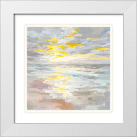 Sunup on the Sea White Modern Wood Framed Art Print with Double Matting by Nai, Danhui