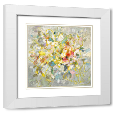 Strings of Light I White Modern Wood Framed Art Print with Double Matting by Nai, Danhui